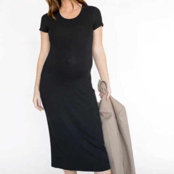 Storq Dress Womens Maternity 2 Black Nursing Pregnancy Minimal Comfy Stretch USA - Picture 1 of 12